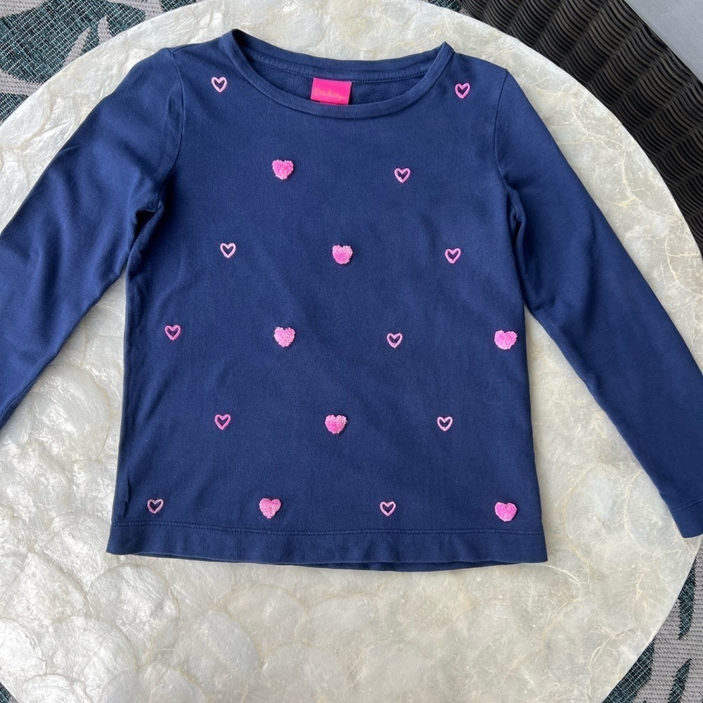 Lilly Pulitzer Mini Rami Heart Sweatshirt Top 8/10 - Picture 2 of 4